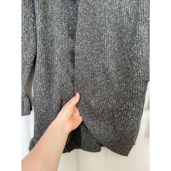 NEW Hinge Women's S Knit Blend Cardigan Gray Ruffle Long Line Sweater Casual - Picture 6 of 15
